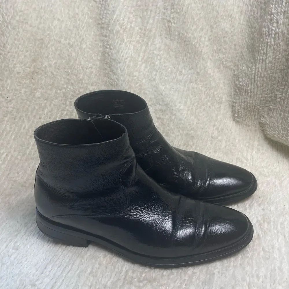Flag LTD Men's Leather black Dress Ankle Boots Side zipper . Leather lining SZ12